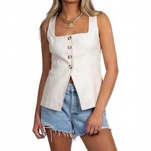 Women's Teagan Linen Vest - LUCY PARIS - 1 of 3