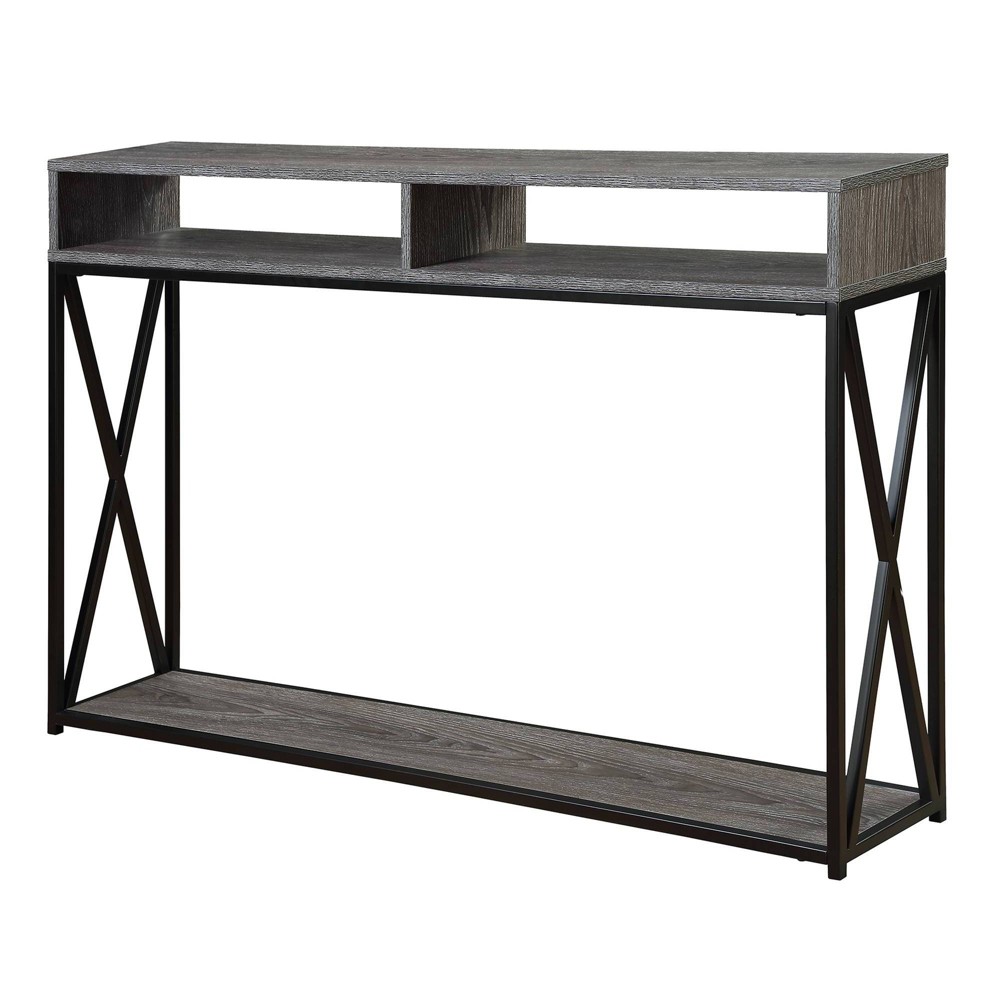 Breighton Home Tucson Deluxe Console Table with Shelf Weathered Gray/Black: Modern Entryway Furniture, Narrow Design