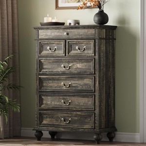 7 Drawer Dresser for Bedroom,  Wood Dresser with Natural Texture, Rustic Farmhouse Chest of Drawers for Bedroom, Living Room, Hallway - 1 of 4