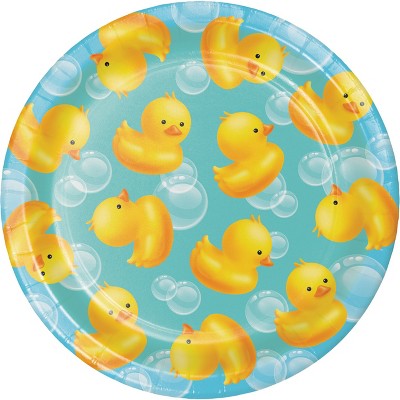 24ct Rubber Duck Bubble Bath Dessert Plates Yellow