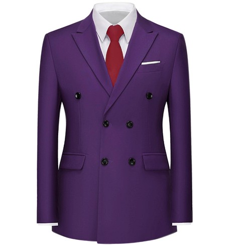 Women Suit Purple Slim Fit Blazer Double Breasted Prom Formal Office Ladies  Coat 