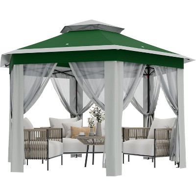 Outdoor Patio Gazebo 13'x13' with Expansion Bolts, Heavy Duty Party Tent & Shelter with 6 Zippered Mesh Netting  for Backyard