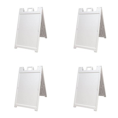 Plasticade 140NSBKBOXED Signicade Deluxe A-Frame Sidewalk Curb Sign Portable Folding Double-Sided Display with Quick-Change System, White (4 Pack)