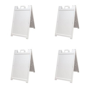 Plasticade 140NSBKBOXED Signicade Deluxe A-Frame Sidewalk Curb Sign Portable Folding Double-Sided Display with Quick-Change System, White (4 Pack) - 1 of 3