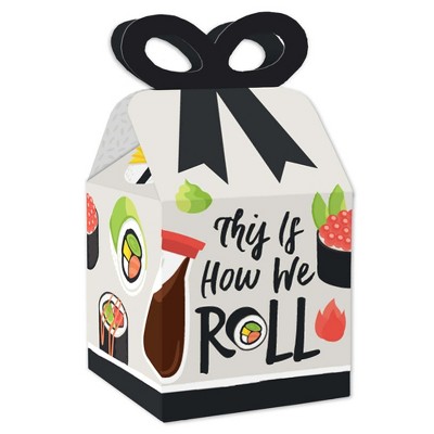 Big Dot of Happiness Let's Roll - Sushi - Square Favor Gift Boxes - Japanese Party Bow Boxes - Set of 12