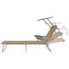 vidaXL Folding Sun Lounger with Canopy Steel Taupe - 4 of 4