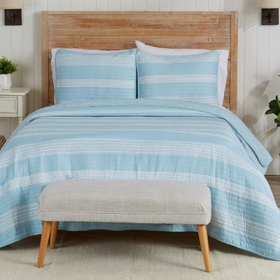 Great Bay Home Curtain Stripe Reversible Quilt Set With Shams