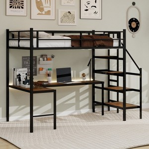 SeaCamel Space-Saving Loft Bed with L-Shaped Desk - Stairs, Large Storage, Continuous Guardrails, Sturdy & Noise-Free - 1 of 4