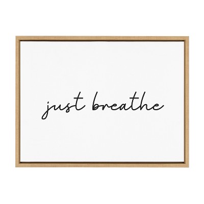 Just Breathe Black and White Canvas with Natural Frame