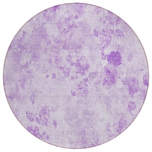 Lavender And Purple Floral Washable Indoor Outdoor Area Rug - 1 of 4