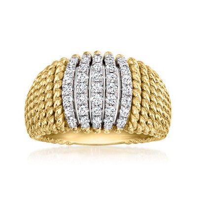 Ross-Simons 0.50 ct. t.w. Diamond Twisted-Row Ring in 18kt Gold Over Sterling Size 7