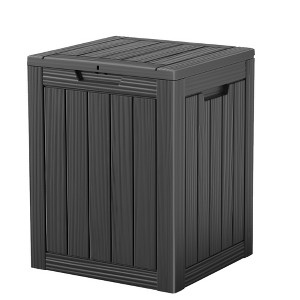 MAYEERTY 28 Gallon Large Capacity Outdoor Deck Box for Patio Furniture Cushions, Pillow with Wheels, Black - 1 of 4