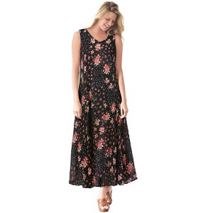 Woman Within Women's Plus Size Sleeveless Crinkle Dress - 1 of 4