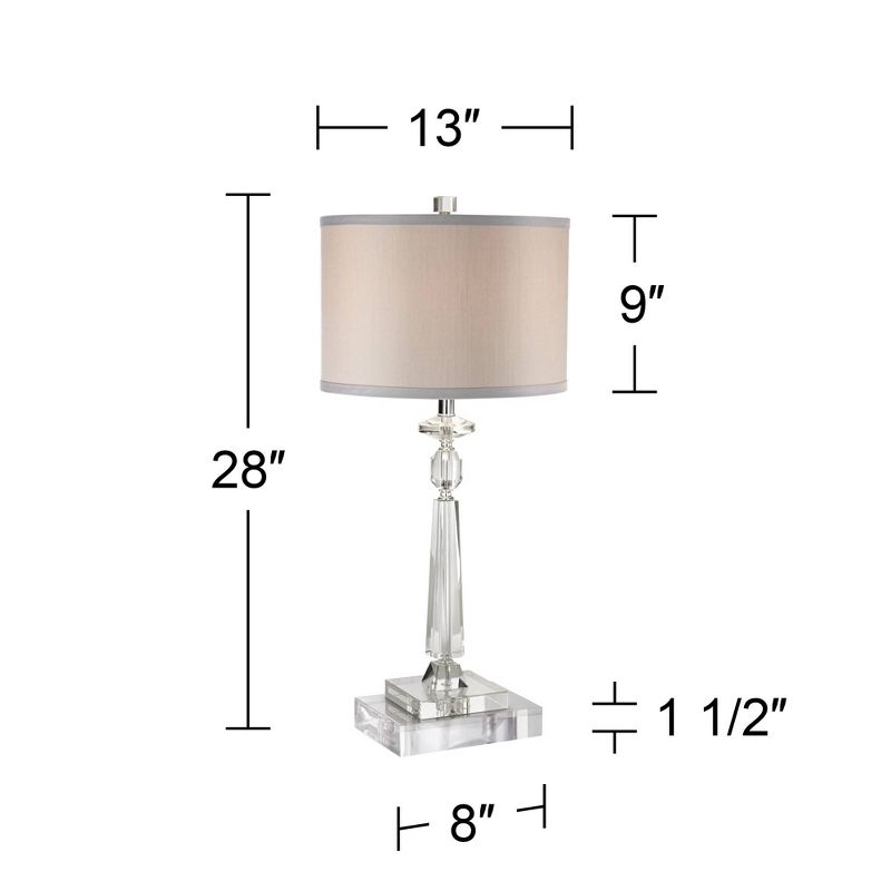 Vienna Full Spectrum Aline Traditional Table Lamp with Square Riser 28" High Crystal Gray Shade for Bedroom Living Room Bedside Nightstand Office Kids, 4 of 9