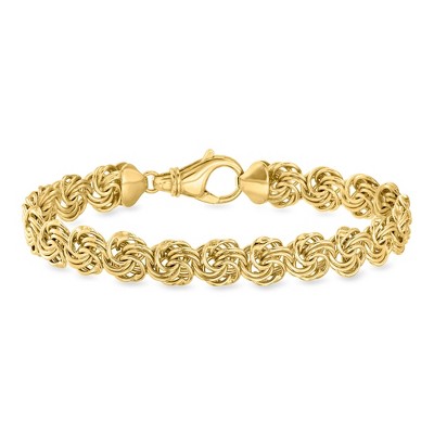 Ross-Simons 14kt Yellow Gold-Plated Rosette-Link Bracelet Size 8