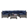FIONECA Deluxe 7-Piece Patio Furniture Set ¨C Gray Rattan Outdoor Sectional with Blue Cushions & Coffee Table - 4 of 4