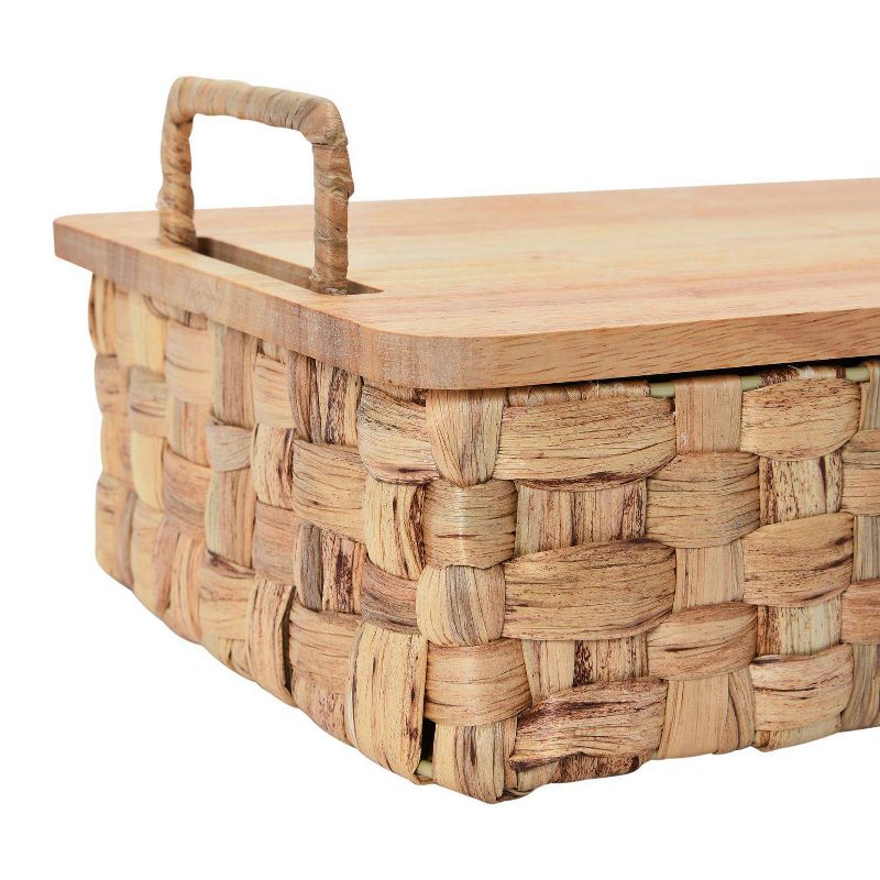 Household Essentials Stackable Hyacinth Baskets with Oak Lids, 2 of 8