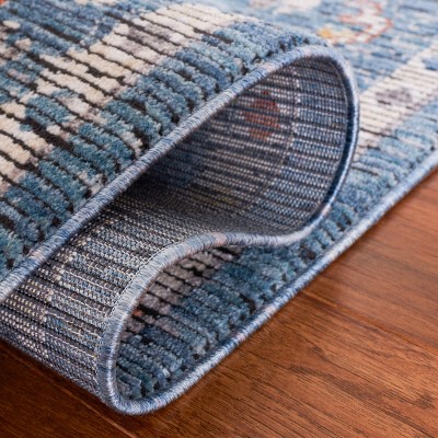Sierra Blue and Ivory Hand-Knotted Square Rug