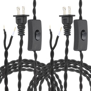 Unique Bargains Vintage Stripped Ends Twisted Cloth Covered Lamp Wires with Button and Plug 2 Pcs - 1 of 4