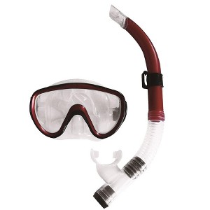 Pool Central 2pc Zray Teen/Young Adult Scuba Mask with Snorkel Dive Set - Medium/Large - Red/Black - 1 of 3