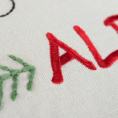 20"x20" White Cotton Embroidered Holiday Throw Pillow