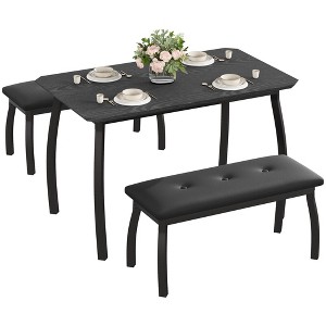 43" Dining Table with 2 Upholstered Benches - 3 Pcs Industrial Dining Table Set, Heavy Duty Metal Frame, for Small Spaces, Studio, Restaurant, Home - 1 of 4