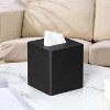 LunaLulinlk PU Leather Tissue Box Cover Square Tissue Box Holder with Magnetic Closure Black - 2 of 4