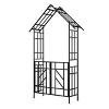 Gulches Metal Garden Arch with Gate W58.07*H97.24 Climbing Plants Support Rose Arch Outdoor Black - 4 of 4
