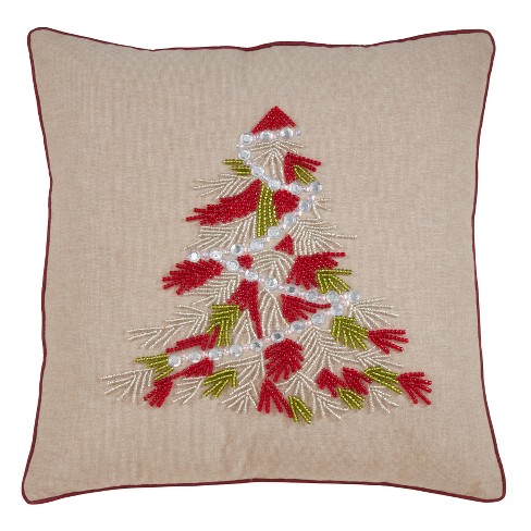 Saro Lifestyle Beaded Christmas Tree Decorative Pillow Cover Target