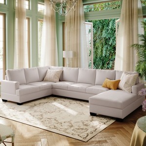 3-Piece U-Shape Sectional Sofa Sleeper Couch with Thick Cushions, Chaise Lounge Couch for Living Room, Indoor Furniture - Maison Boucle - 1 of 4