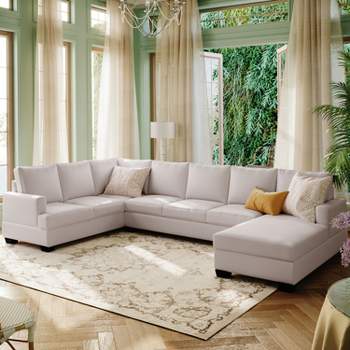 3-Piece U-Shape Sectional Sofa with Thick Cushions, Chaise Lounge Couch for Living Room, Indoor Furniture - Maison Boucle