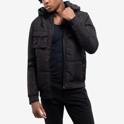 X RAY Hooded Puffer Jacket With Patch Chest Pockets in BLACK Size L — фото 5