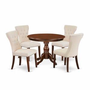 HomeStock 5-Piece Mahogany Finish Solid Wood Top Dining table with 4 Chairs - 1 of 4