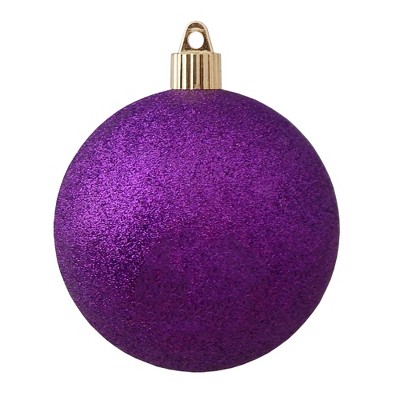 Christmas by Krebs 4ct Purple Shatterproof Glitter Christmas Ball Ornaments 4" (100mm)