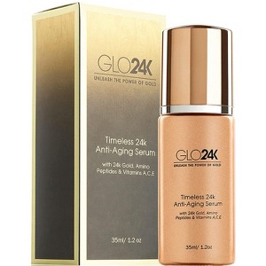 GLO24K Timeless Anti-Aging Serum With 24k Gold, Peptides, Powerful formula And Vitamins A, C, E. - 1 of 4