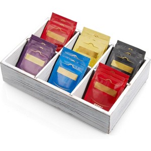 Tea Bag Organizer, Black Wooden Tea Bag Holder, Tea Storage Containers with 3 Slots, Sugar Packet Holder, Tea B - 1 of 4