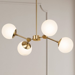 Urban Ambiance Luxury Minimalist Indoor Chandelier,  12''H x 16-1/2"W x 26-1/4''D,  Brushed Bronze Finish, UHP4621 - 1 of 4