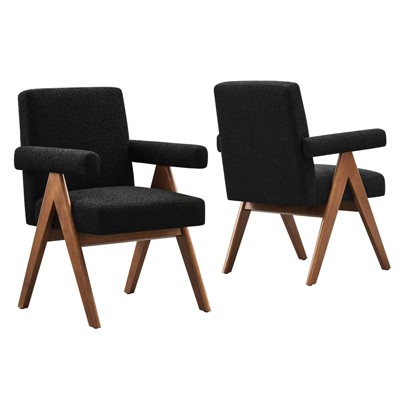 Modway Lyra Boucle Fabric Dining Room Chair - Set of 2