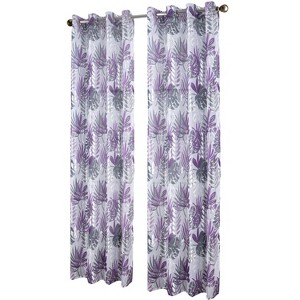 RT Designer Collection Fern Foil Printed Doily Luxurious Decorative Grommet Curtain Panel 54" x 90" Lilac - 1 of 4