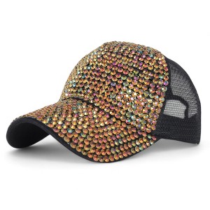 Alilang Sparkling Rhinestone Mesh Baseball Cap for a Glamorous Look - 1 of 4