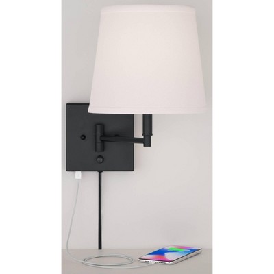 Black Metal Dimmable Swing Arm Wall Lamp Set