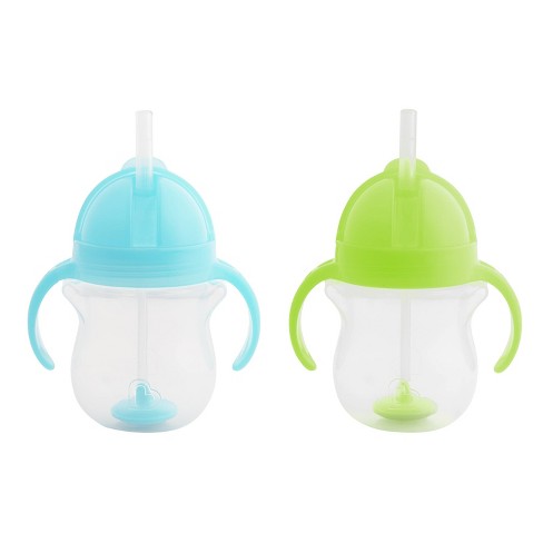 Munchkin Any Angle Click Lock Weighted 2pk Straw Trainer Cup - 7oz -  Blue/green : Target