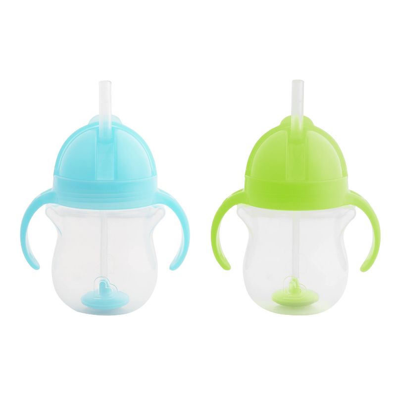 Munchkin Any Angle Click Lock Weighted 2pk Straw Trainer Cup - 7oz, 1 of 8