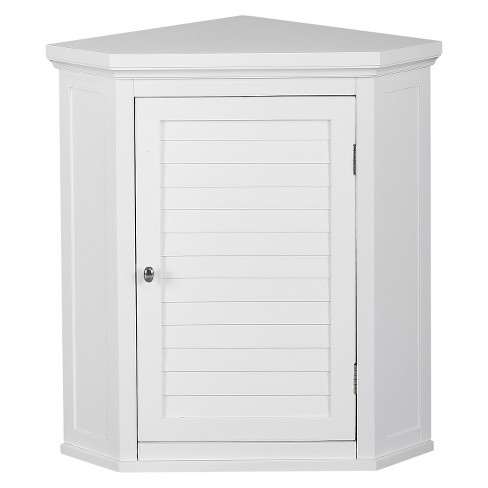 Elegant Home Fashions Wooden Bathroom Corner Wall Storage Cabinet