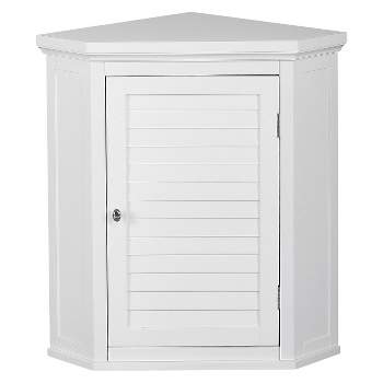Slone White Shuttered Corner Cabinet - Elegant Home Fashion
