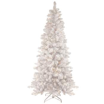 Northlight 6.5' Pre-Lit Medium Flocked Norway Pine Artificial Christmas Tree, Warm White LED Lights