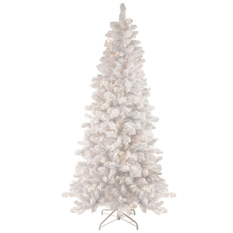 Northlight 6.5' Pre-Lit Medium Flocked Norway Pine Artificial Christmas Tree, Warm White LED Lights, 1 of 9