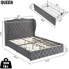 Homhougo Queen Metal Bed Frame with Velvet Upholstered Headboard and and Charging Station, Queen Platform Bed Frame with 4 Storage Drawers,  Grey - 2 of 4