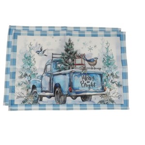 Unique Bargains Christmas Place Mats Flax Light Blue White 11.8"x17.7" 2 Pcs - 1 of 4