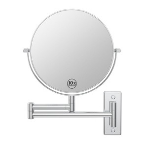 Wall Mounted Magnifying Makeup Mirror with 1X 10X Extendable Arm Double Sided Vanity Mirror - 1 of 4